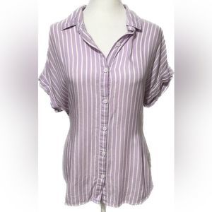 beachlunchlounge - Button-down Top - Purple Striped - Size XS